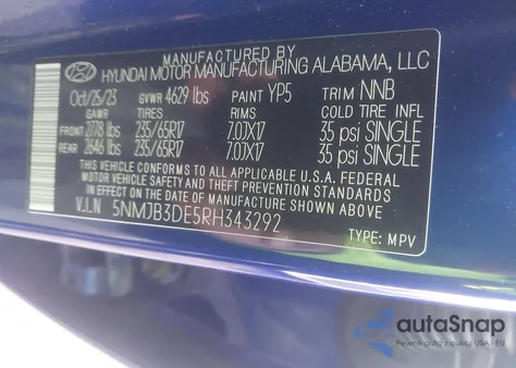 2024 Hyundai Tucson Sel из США, поврежденный, VIN 5NMJB3DE5RH343292